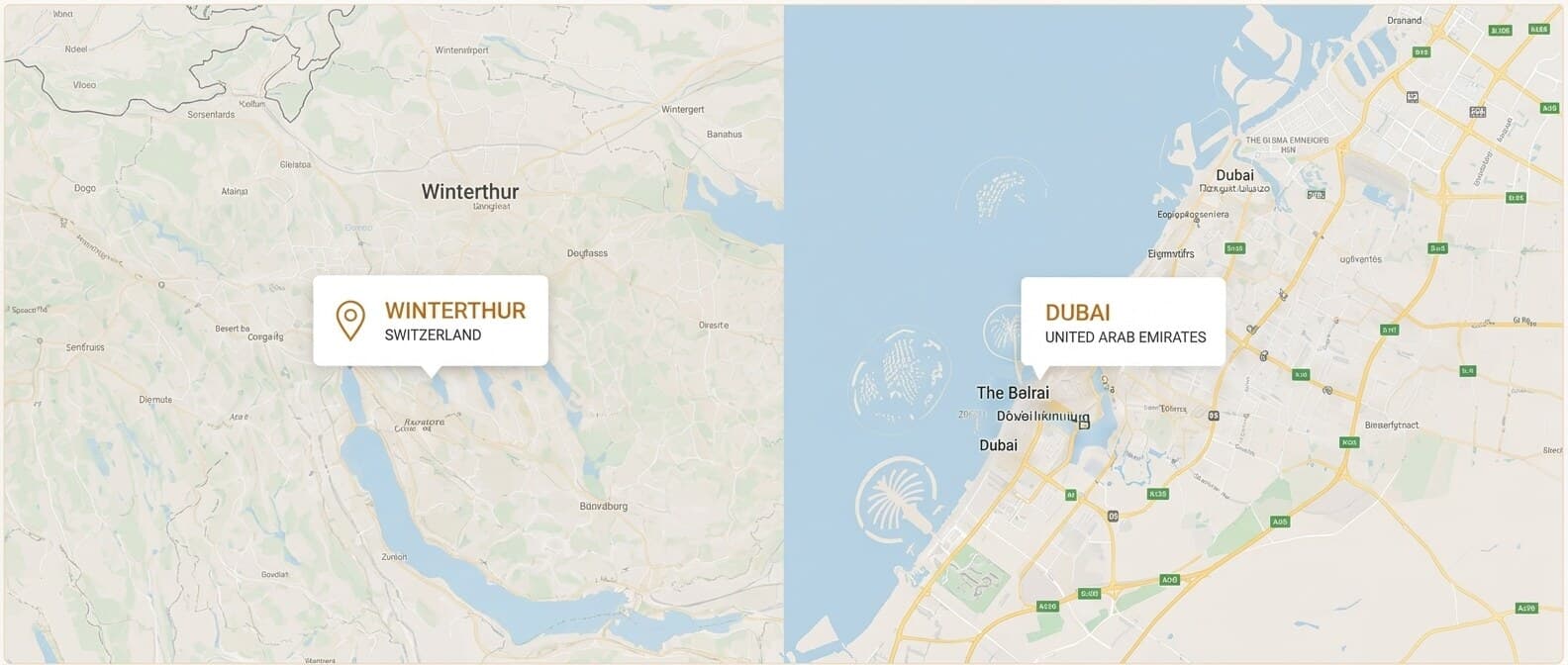 Winterthur, Switzerland and Dubai, UAE — the two Prime X locations
