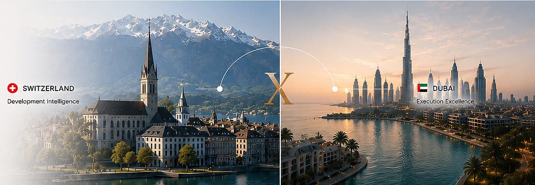 Switzerland — development intelligence. Dubai — execution excellence.